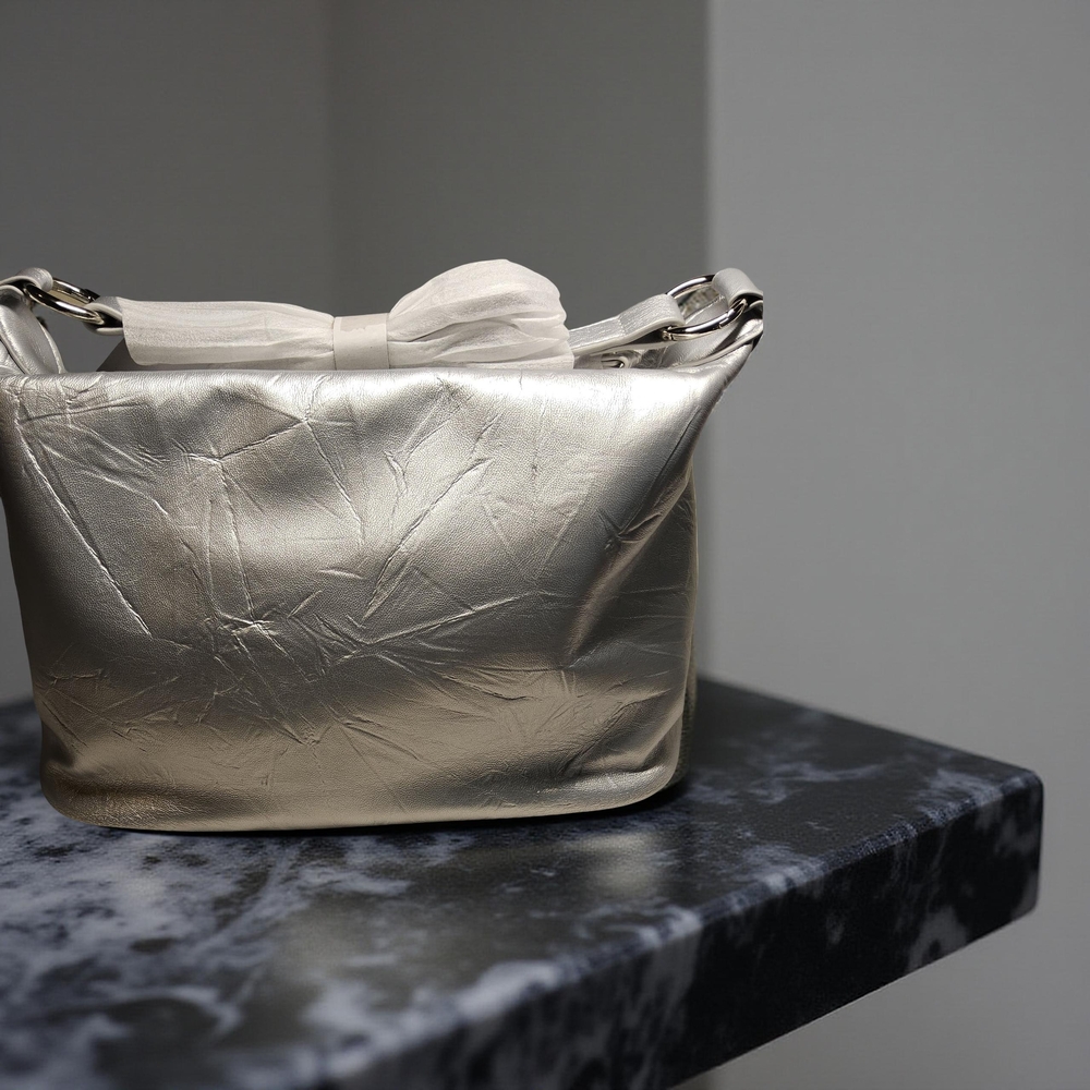 NWOT Silver Crossbody Bag with Metallic Sheen